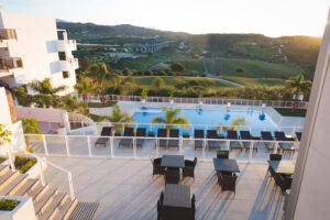 Swimming pool view and area for your hotel in Estepona